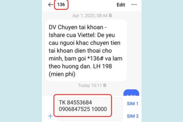 Chuyển tiền qua tin nhắn