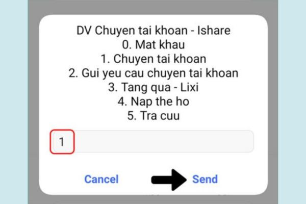 Chuyển tiền qua USSD bước 2