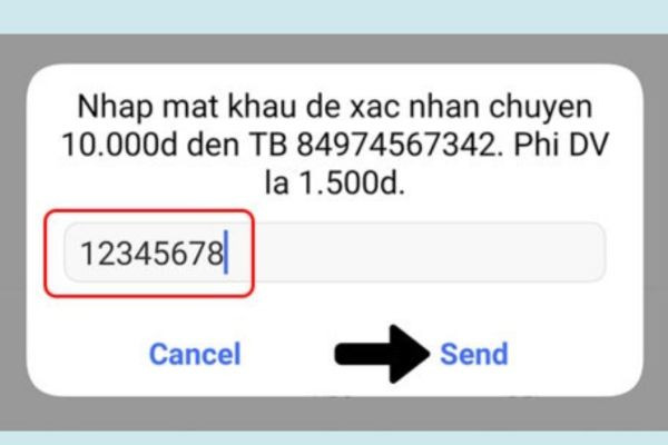 Chuyển tiền qua USSD bước 5