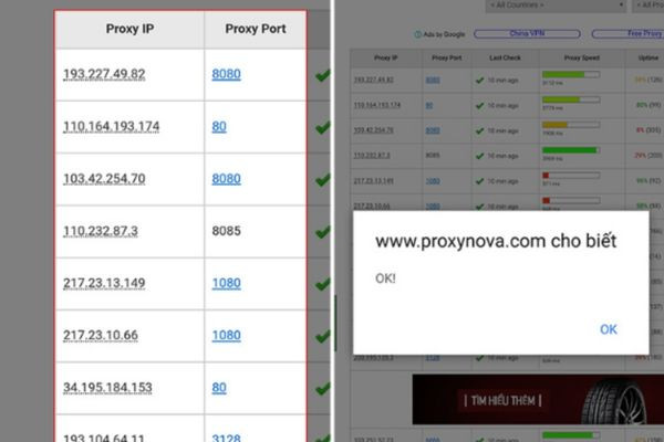 Đổi IP Android với công cụ Proxynova bước 3