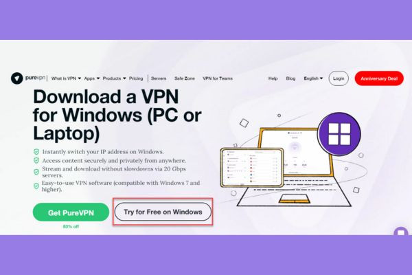 Hướng dẫn tải phần mềm PureVPN về máy tính B1