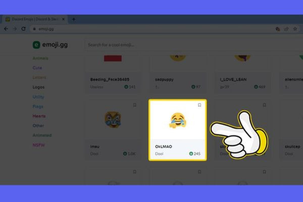 Hướng dẫn thêm emoji Discord bằng bot emoji,gg bước 3.1