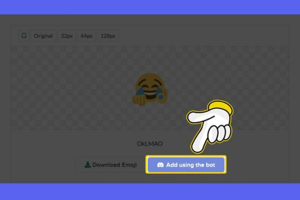 Hướng dẫn thêm emoji Discord bằng bot emoji,gg bước 3.2