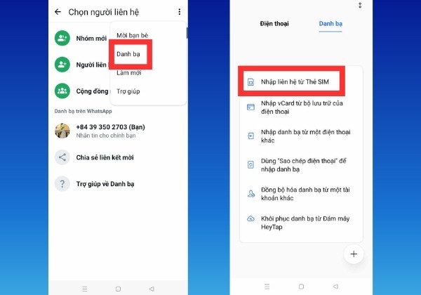 Kết bạn trên WhatsApp bằng danh bạ điện thoại Android bước 3, 4