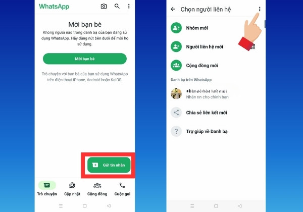Kết bạn trên WhatsApp bằng danh bạ điện thoại Android