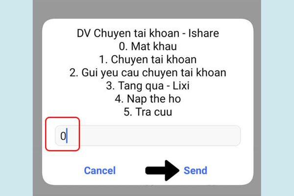 Lấy mật khẩu qua USSD bước 2
