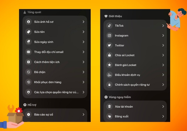 Quản lý tài khoản Locket Widget 