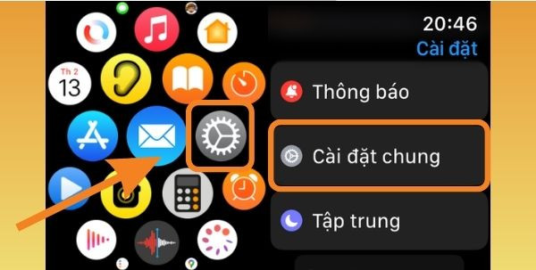 Reset Apple Watch bằng cài đặt bước 1
