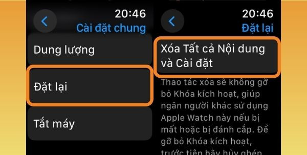 Reset Apple Watch bằng cài đặt bước 2