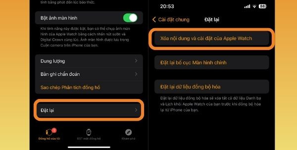Reset Apple Watch bằng điện thoại bước 2