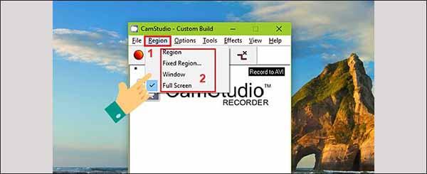 Sử dụng Camstudio bước 2