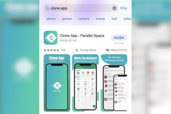 tải ứng dụng Clone app về máy bước 1