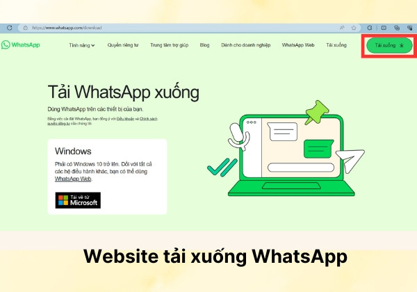 Tải WhatsApp cho máy tính bước 1 và bước 2 cách 1