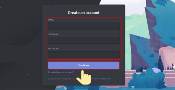 Cách tạo tài khoản Discord bước 2