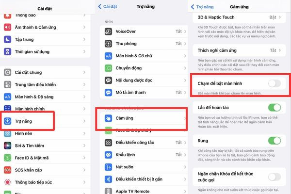 Tắt Chạm để bật màn hình