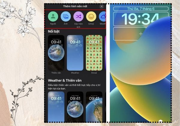 thay đổi theme iPhone tại màn hình khóa bước 2