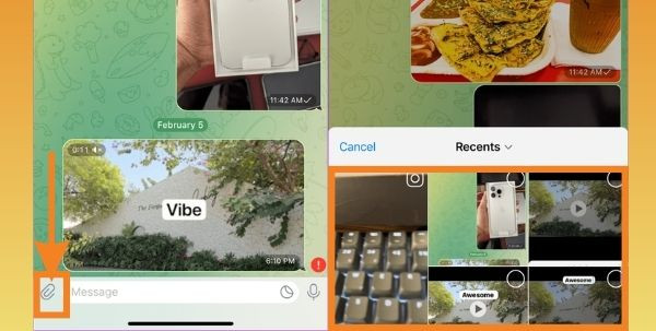 Thêm chữ vào video trên iPhone bằng Telegram bước 1