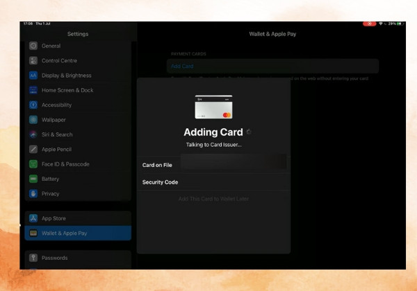 Thiết lập Apple Pay trên iPad bước 3