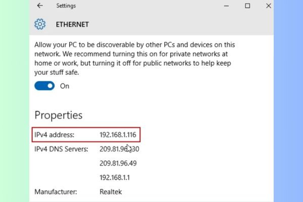 Tìm IP trong phần Network & Internet bước 2.1