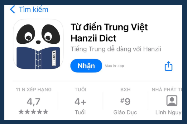 Từ điển Trung -Việt Hanzii Dict