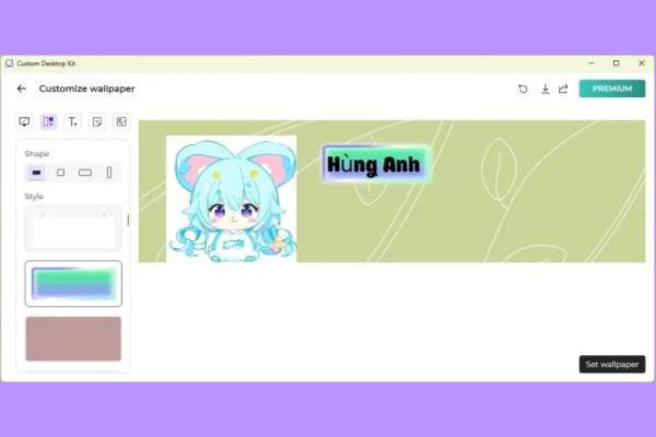 Tùy chọn cho phép chọn kích thước hình nền theo tỉ lệ sẵn có.