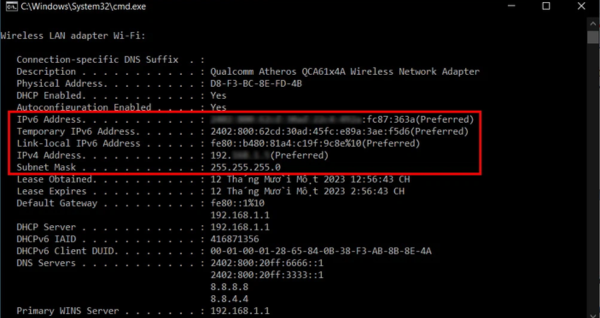 Xem địa chỉ IP trên Windows bằng lệnh Command Prompt bước 2-2