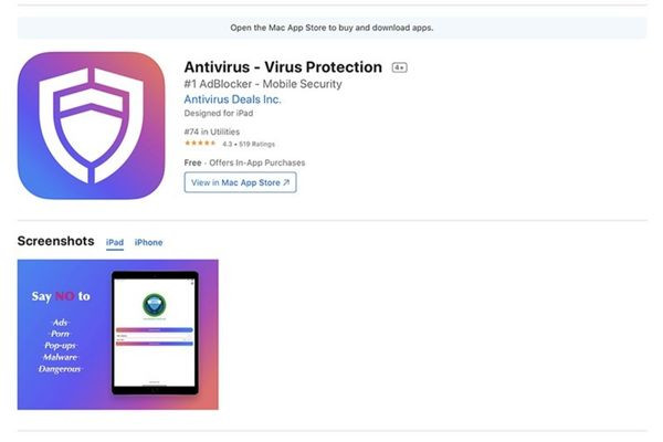 App diệt virus miễn phí cho iPhone Antivirus - Virus Protection