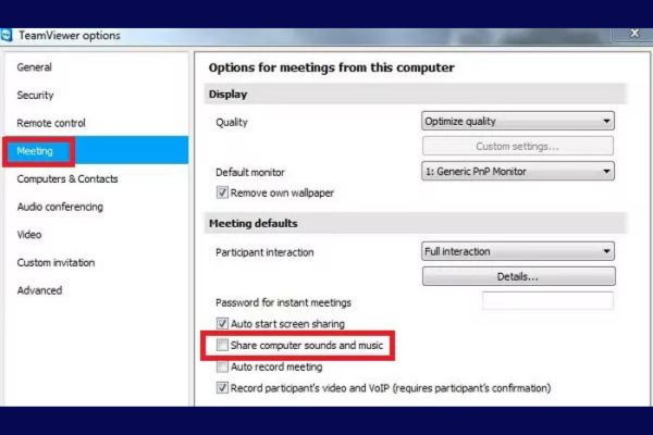 Bật chia sẻ âm thanh trên TeamViewer trong Meeting bước 3 Bật chia sẻ âm thanh trên TeamViewer trong Meeting bước 3