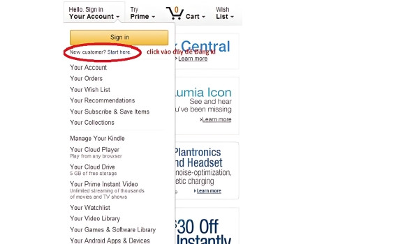 Bước 1: Đăng ký tài khoản Amazon Shopping
