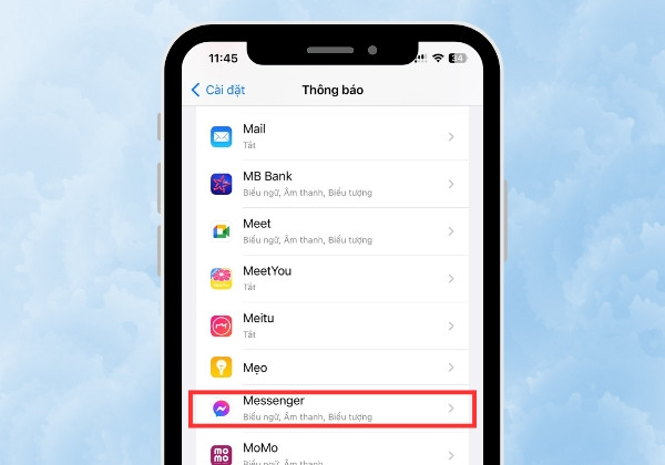 Cách bật âm thanh thông báo của Messenger trên iPhone bước 2