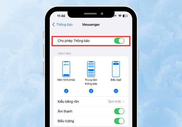 Cách bật âm thanh thông báo của Messenger trên iPhone bước 3