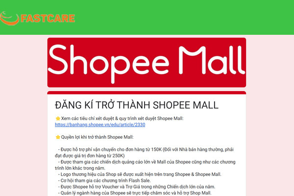 cách đăng ký bán hàng trên Shopee Mall