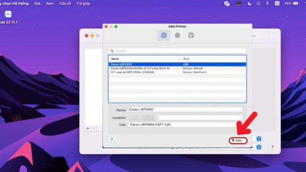 kết nối máy in với Laptop MacBook bước 7