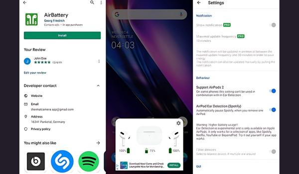 Cách kiểm tra pin Airpods trên Android sau khi kết nối B4