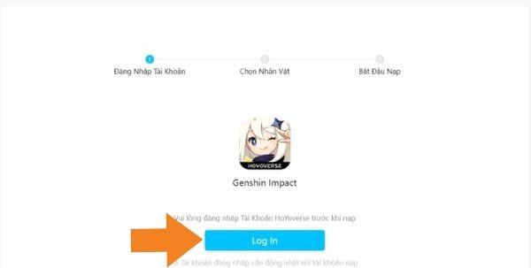 Cách nạp Genshin Impact bằng Website HoYoverse bước 1
