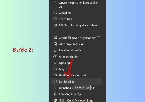 Cách reset trình duyệt Edge trong cài đặt bước 2 Cách reset trình duyệt Edge trong cài đặt bước 2