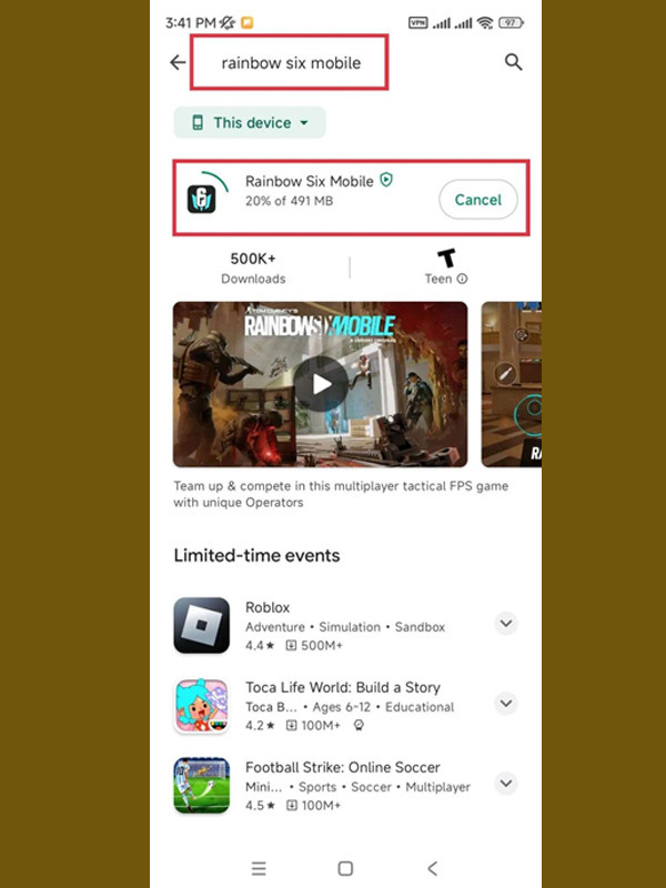 Cách tải Rainbow Six Mobile bước 3 Cách tải Rainbow Six Mobile bước 3