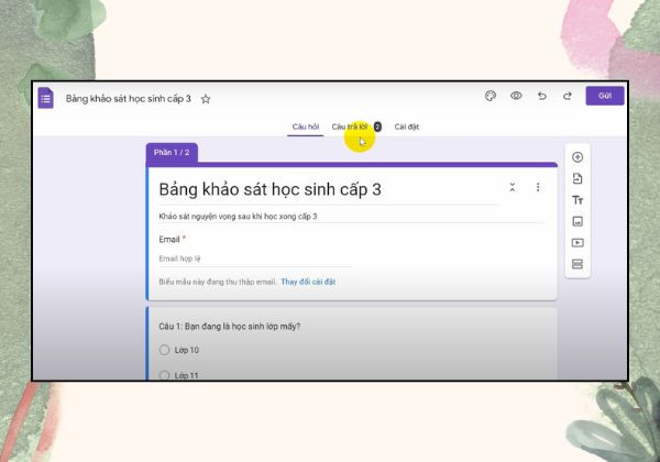 Cách xuất kết quả khảo sát trên Google Form B1