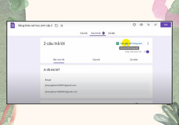 Cách xuất kết quả khảo sát trên Google Form B2