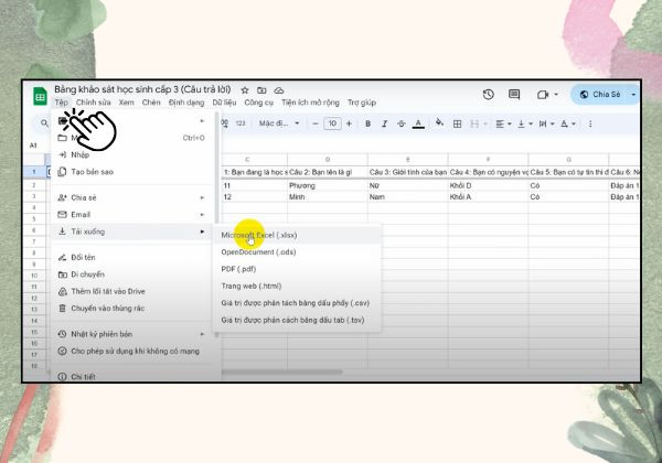 Cách xuất kết quả khảo sát trên Google Form B4