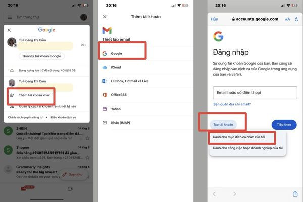 Cách tạo tài khoản Email trên điện thoại iPhone bước 1 Cách tạo tài khoản Email trên điện thoại iPhone bước 1