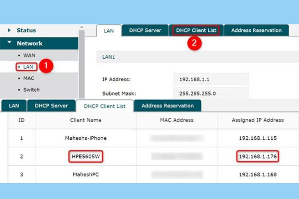 Cách tìm địa chỉ IP máy in bằng Router bước 3