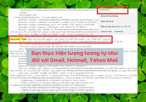 Cách tìm địa chỉ IP ở các dạng Email khác B5