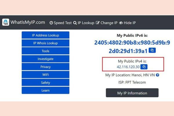 Cách tìm địa chỉ IP online