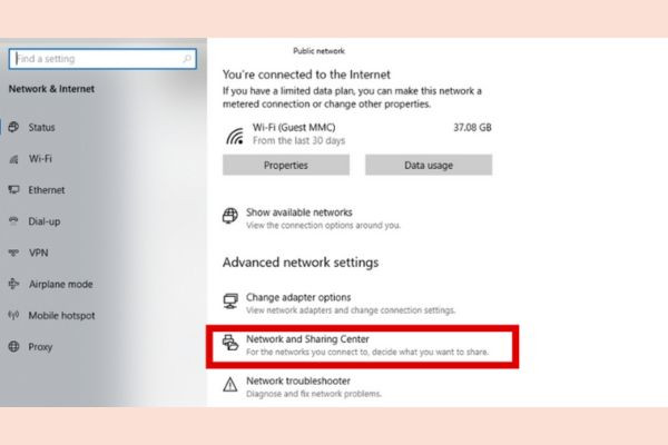 Cách tìm địa chỉ IP thông qua biểu tượng mạng bước 2