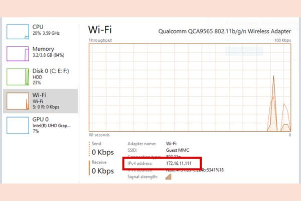 Cách tìm địa chỉ IP từ thanh taskbar bước 3