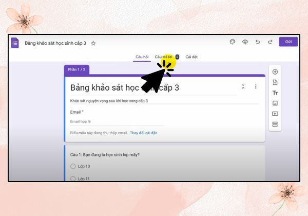 Cách thống kê kết quả khảo sát trên Google Form B3