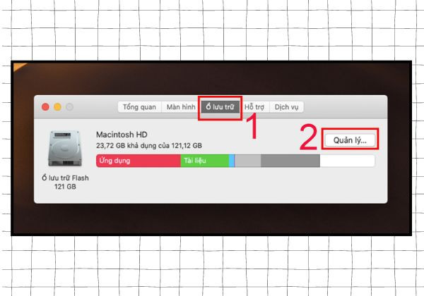 Cách xóa file ở Macbook bằng phần quản lý bộ nhớ bước 2