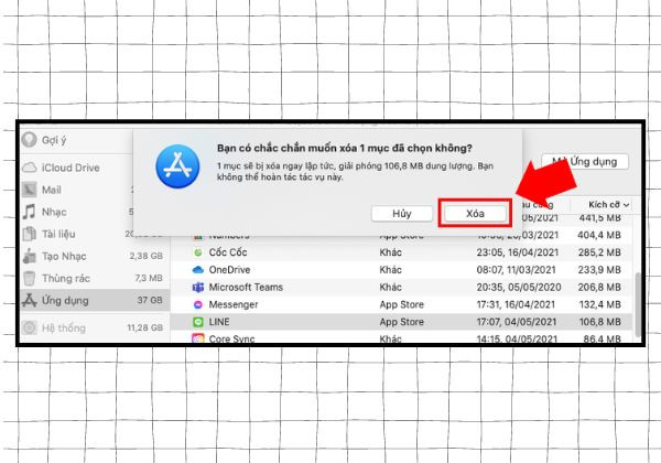 Cách xóa file ở Macbook bằng phần quản lý bộ nhớ bước 4