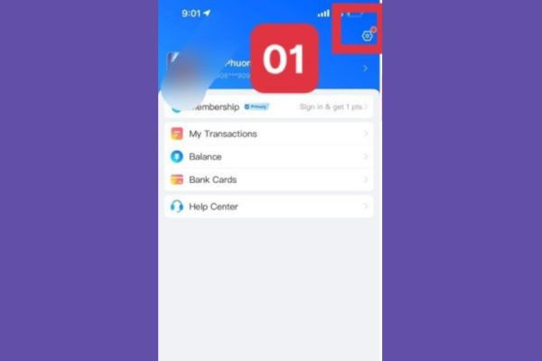 Cách xóa tài khoản Alipay bước 1